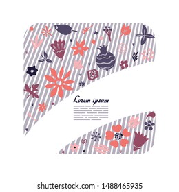 abstarct floral doodles forming rectangular shape as a graphic template