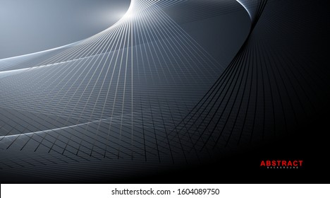 abstarct geometric background. Glowing line wave on dark. New texture for your design.