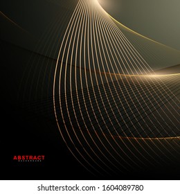 abstarct geometric background. Glowing line wave on dark. New texture for your design.