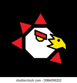 Abstarct Geometric Rooster Head Vector Illustration.