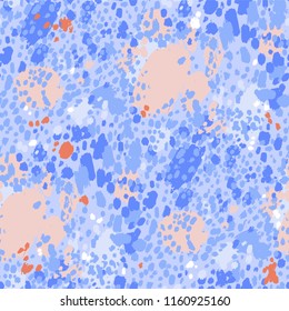 Abstarct graphic seamless pattern of cheetah spots in gentle colors. African animal skin concept. Vector conceptual design drawn with rough brush
