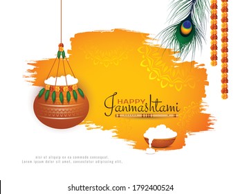 Abstarct Happy Janmashtami festival background vector