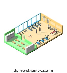 Abstarte Isometric Gimnasio Interior Estilo de diseño de vectores deportivos