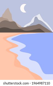 Abstarte el fondo del patrón de paisaje minimalista. El boho moderno y sencillo paisaje para la decoración de las paredes, el diseño del volante de la agencia de viajes, el afiche contemporáneo, la impresión de camisetas, etc