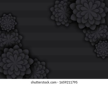 Abstraktes Muster mit stilisierten Zierblumen. Farbige Vektorillustration in minimalistischer Schwarz-Farbe.