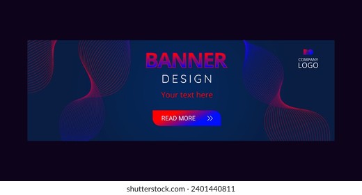 Abstarct red and blue banner design with CTA button: Read more.