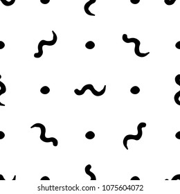 Abstarct seamless pattern geometric hand drawn shapes. Easy to edit monochrome image.