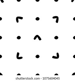 Abstarct seamless pattern with hand drawn shape. Easy to edit monochrome image.