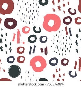 Abstarct seamless pattern with hand drawn textures.