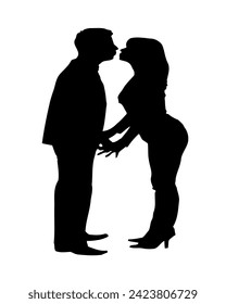 abstarct silhoette of a boy and girl kissing together