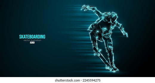 Silueta abstracta de un patinador sobre fondo negro. El hombre del patinador está haciendo un truco. Patinaje en la calle. Ilustración del vector