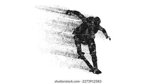 Silueta abstracta de un patinador de fondo blanco. El hombre del patinador está haciendo un truco. Patinaje en la calle. Ilustración del vector