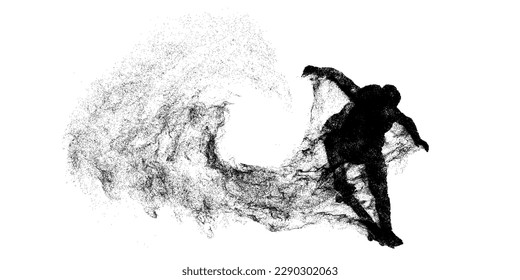 Silueta abstracta de un patinador de fondo blanco. El hombre del patinador está haciendo un truco. Patinaje en la calle. Ilustración del vector