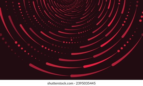 Espiral aborigen redondeada con símbolo de vórtice punteado en color rojo oscuro.