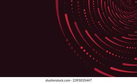Abstarct spiral round dotted vortex style symbol background in dark red.