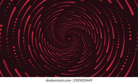 Abstarct spiral round dotted vortex style symbol background in dark red.