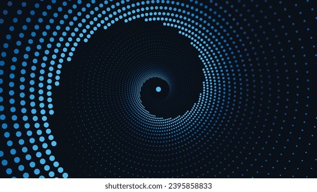 Abstarct spiral round vortex background in dark blue. This creative line spinning background can be used as a banner or logo.