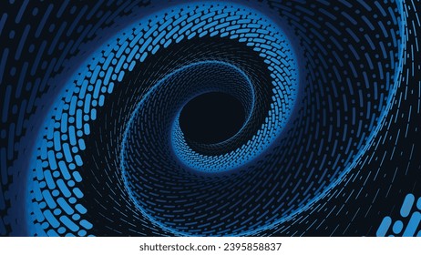 Borde de vórtice redondeado de espiral aborigen en azul oscuro. Este fondo de hilado creativo de línea se puede usar como pancarta o logotipo.