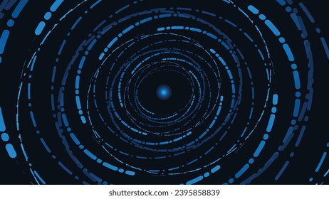 Abstarct spiral round vortex background in dark blue. This creative line spinning background can be used as a banner or logo.