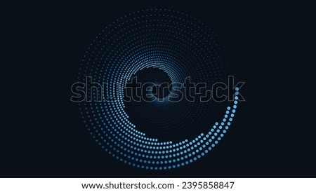 Abstarct spiral round vortex background in dark blue. This creative line spinning background can be used as a banner or logo.