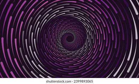Abstarct spiral round vortex dotted background in dark purple color. This creative minimalist background can be used as banner or wallpaper.