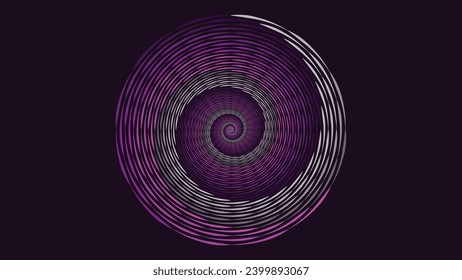 Abstrakte Spiralspirale, runde Wirbelsäule, gepunkteter Hintergrund in dunkelvioletter Farbe. Dieser kreative minimalistische Hintergrund kann als Banner oder Bildschirmhintergrund verwendet werden.