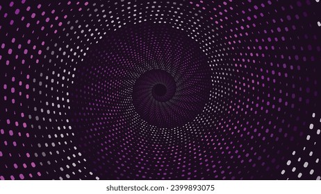 Vórtice redondeada de espiral aborigen salpicado fondo de color morado oscuro. Este fondo creativo minimalista puede utilizarse como pancarta o fondo de pantalla.