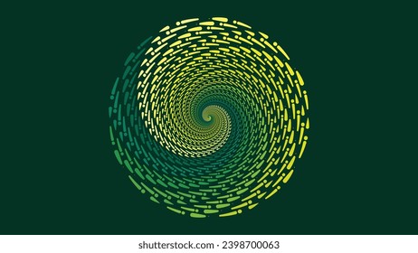 Fondo de la capa de gradiente verde de estilo vórtice redondeado de espiral aborigen. Este fondo creativo se puede usar como pancarta o tapiz.
