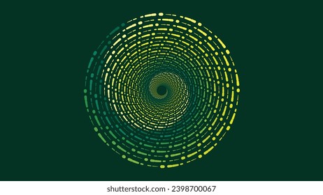 Abstarct spiral round vortex style green gradient layer background. This creative background can be used as a banner or wallpaper.