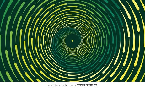Fondo de la capa de gradiente verde de estilo vórtice redondeado de espiral aborigen. Este fondo creativo se puede usar como pancarta o tapiz.