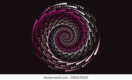 Abstarct spiral vortex round data spinning ring background in purple color.