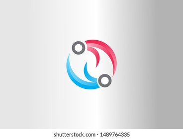 Abstarct vector logo illustration. Simple circle vector logo blue and pink.