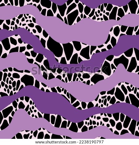 Abstarct wavy with animal skin pattern. Vector Illustration.
