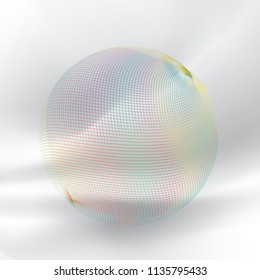Abstect colorful mesh sphere on satin silk background