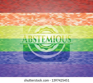 Abstemious emblem on mosaic background with the colors of the LGBT flag