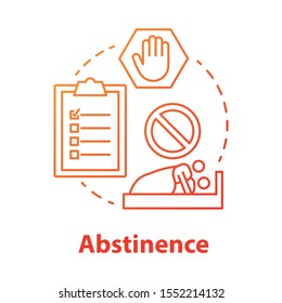 Abstinence red concept icon. Safe sex. Refuse stimulation. Intimate relationship. Risk prevention in sexlife. Male, female healthcare idea thin line illustration. Vector isolated outline drawing