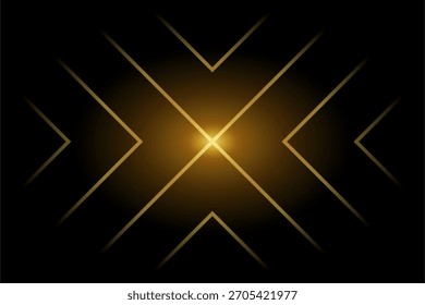 Fondo abstracto negro y oro con forma de x