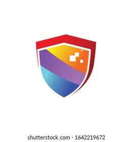 abstrac colorful  shield.shield logo design vector.