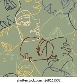 abstrac eamless pattern of colored ancient ceremonial mask.