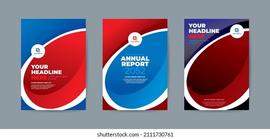 Abstrac elips and curve with red and blue color backgound A4 size book cover template for annual report, magazine, booklet, proposal, portofolio, brochure, poster