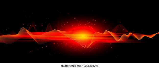 abstrac flowing motion waves with red spark light effects. Vector illustration
