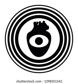 An abstrac heart an eye combination work.