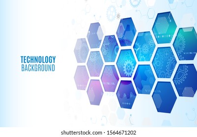 Abstrac hexagons science background. Hi-tech digital technology and engineering concept