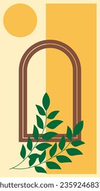 abstrac leave in boho art style 