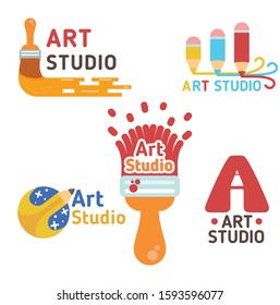 Abstrac pack enjoyable art studio logo design template