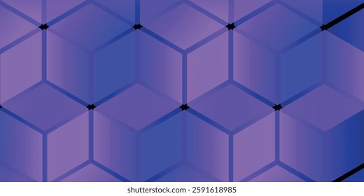Abstrac purple hexagon shapes pattern background. Futuristic digital technology concept. Vector illustration