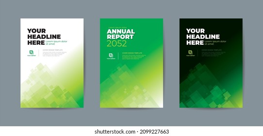 Abstrac random transparant rectangle with bright and dark green backgound A4 size book cover template for annual report, magazine, booklet, proposal, portofolio, brochure, poster