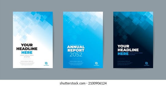 Abstrac random transparant rectangle with bright and dark blue backgound A4 size book cover template for annual report, magazine, booklet, proposal, portofolio, brochure, poster