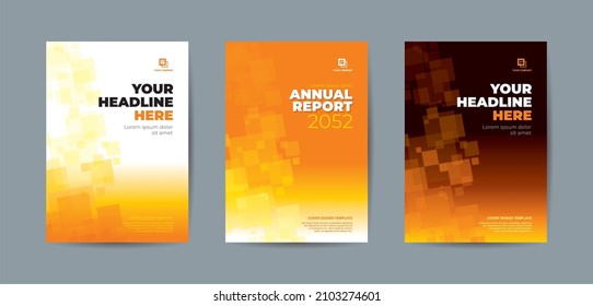 Abstrac random transparant rectangle with bright and dark orange backgound A4 size book cover template for annual report, magazine, booklet, proposal, portofolio, brochure, poster