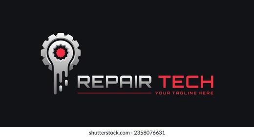 Abstrac repair logo design with gear and wrench mechanic design vector